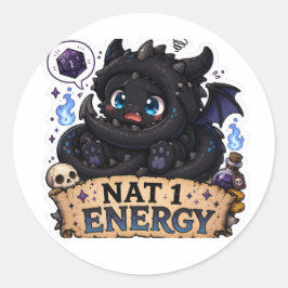 Nat 1 Energie Knuffel Baby Draak D&D Sticker