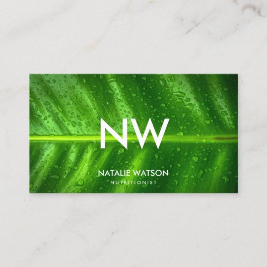 Nat Green Leaf Monogram Professional Nutritionist Visitekaartje (Voorkant)