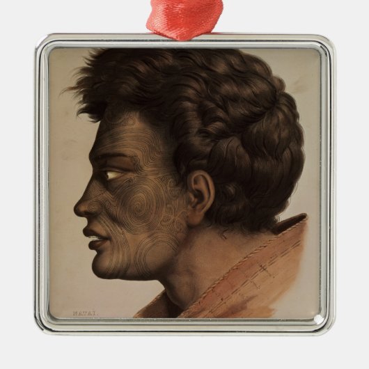 Natai, Maori Chief uit Bream Bay, Nieuw-Zeeland Metalen Ornament (Voorkant)