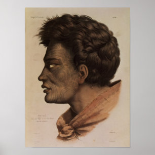 Natai, Maori Chief uit Bream Bay, Nieuw-Zeeland Poster