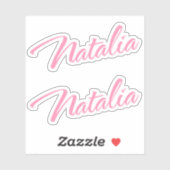 Natalia decoratieve naam in roze x2 Sticker (Vel)