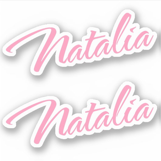Natalia decoratieve naam in roze x2 Sticker (Voorkant)