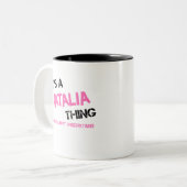 Natalia ding dat je niet zou begrijpen naam nieuwh tweekleurige koffiemok (Voorkant links)