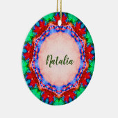 NATALIA Kerstmis Fractal Persoonlijk  Keramisch Ornament (Rechts)