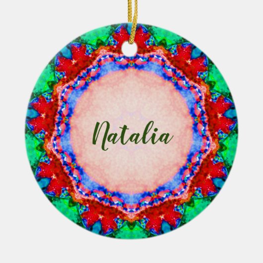 NATALIA Kerstmis Fractal Persoonlijk  Keramisch Ornament (Voorkant)