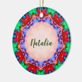 NATALIA Kerstmis Fractal Persoonlijk  Keramisch Ornament (Links)