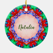 NATALIA Kerstmis Fractal Persoonlijk  Keramisch Ornament (Achterkant)