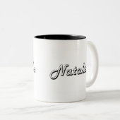 Natalie Classic Retro Name Design Tweekleurige Koffiemok (Voorkant rechts)
