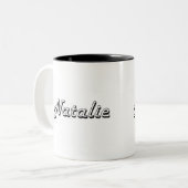 Natalie Classic Retro Name Design Tweekleurige Koffiemok (Voorkant links)