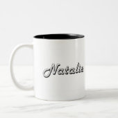 Natalie Classic Retro Name Design Tweekleurige Koffiemok (Links)