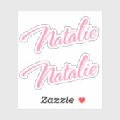 Natalie Decoratieve Naam in Roze x2 Sticker (Vel)