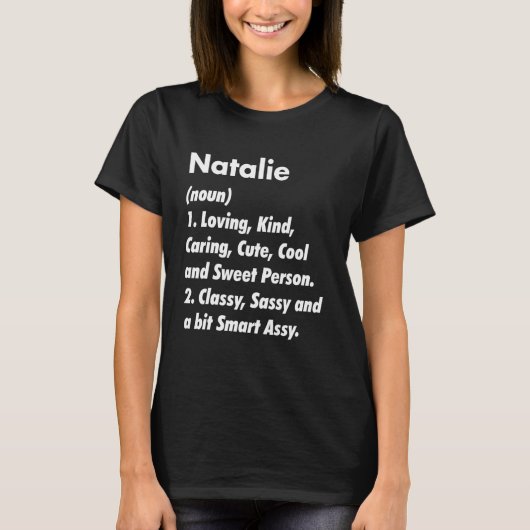 Natalie Definitie Gepersonaliseerde Grappige Verja T-shirt (Voorkant)