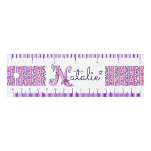 Natalie doodle of uw letter N naam roze paarse Lineaal