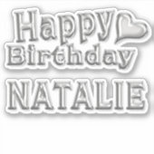 Natalie Happy Birthday silver Aufkleber Sticker (Voorkant)