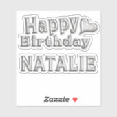 Natalie Happy Birthday silver Aufkleber Sticker (Vel)