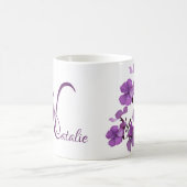  Natalie naam  paarse bloemenpret Koffiemok (Center)