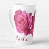 Natalie naam roze rozenbloemen boho Latte Mok (Linkerhoek)