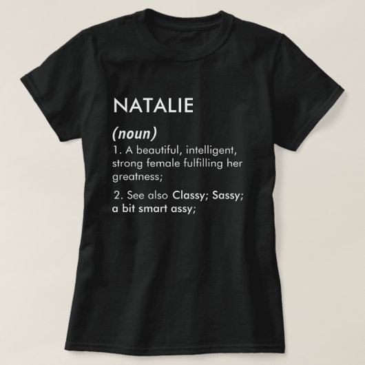 Natalie name, Editable name, Custom name T-shirt (Design voorkant)
