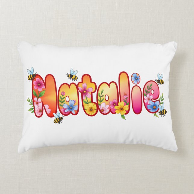 Natalie - Personalized Bee Pillow Accent Kussen (Voorkant)