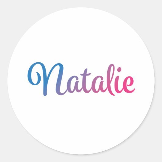Natalie Stylish Cursive Ronde Sticker (Voorkant)