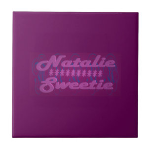 Natalie Sweetie kleur donker paars met tekst Tegeltje