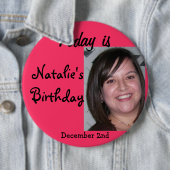 Natalie, vandaag is Natalie's verjaardag, december Ronde Button 6,0 Cm (In situ)