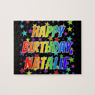 "NATALIE" Voornaam, geun "HAPPY BIRTHDAY" Legpuzzel
