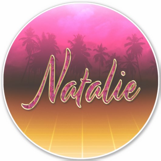 Natalie Vorname Name golden pink Aufkleber Sticker (Voorkant)
