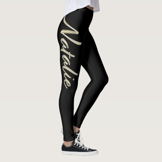 Natalie white gold Handwriting Hose Leggings (Rechts)