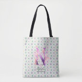 Natalie's Kleurrijke Bloemrijke Monogram Ontwerp - Tote Bag (Voorkant)