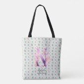 Natalie's Kleurrijke Bloemrijke Monogram Ontwerp - Tote Bag (Achterkant)