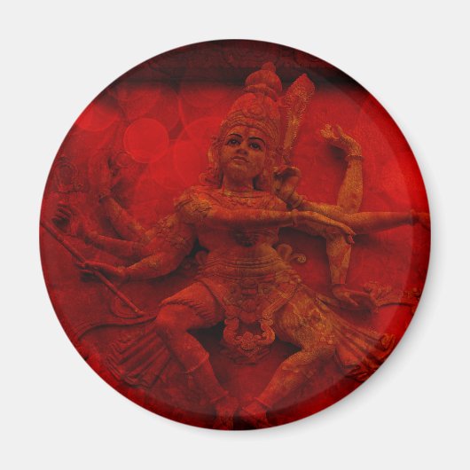 Nataraj Dancing Shiva Muurreliëf standbeeld Red Gr Magneet (Voorkant)