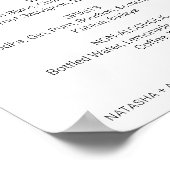 Natasha Black Drankenkaart Rustieke Trouwbord Poster (Hoek)