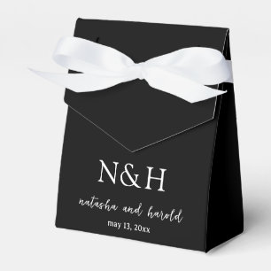 Natasha Black Monogram Moderne bruiloft Bedankdoosjes
