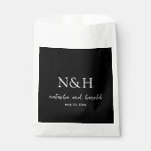 Natasha Black Monogram Moderne bruiloft Bedankzakje (Voorkant)