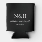 Natasha Black Monogram Moderne bruiloft Blikjeskoeler (Voorkant)