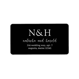 Natasha Black Monogram Moderne bruiloft Etiket