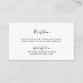 Natasha Calligraphy Black White Wedding Reception Informatiekaartje (Voorkant)