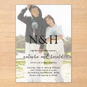 Natasha Foto Monogram Moderne bruiloft Acryl Uitnodigingen (Voorkant)