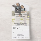 Natasha Foto Monogram Moderne bruiloft All In One Uitnodiging (Binnen)