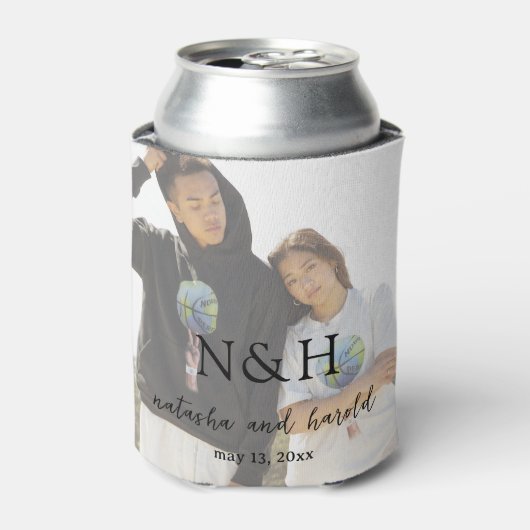 Natasha Foto Monogram Moderne bruiloft Blikjeskoeler (Blikje Voorkant)