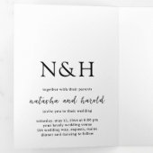 Natasha Foto Monogram Moderne bruiloft Drieluik Uitnodiging (Binnenzijde eerst)