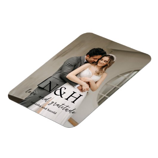 Natasha Foto Monogram Moderne bruiloft Magneet (Linkerzijde)