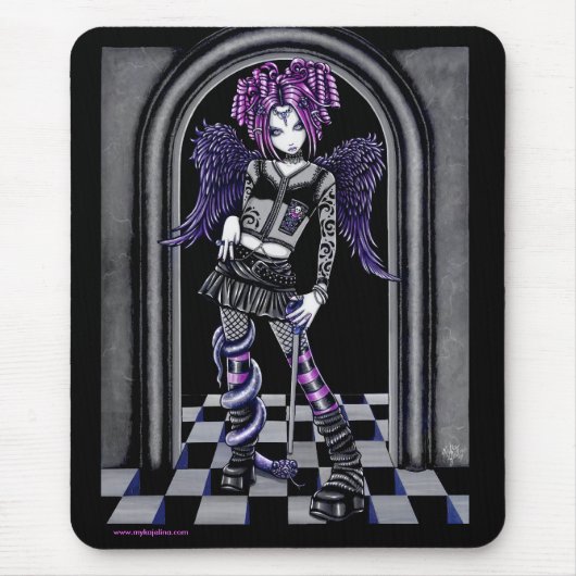 Natasha Gothic Pink Tattoo Angel Mousepad Muismat (Voorkant)