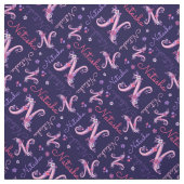 Natasha letter N monogram hart bloemen stof (Swatch)