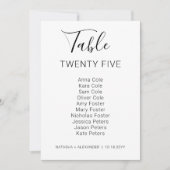 Natasha Modern Wedding Table Seating Chart Kaart (Voorkant)