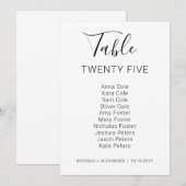 Natasha Modern Wedding Table Seating Chart Kaart (Voorkant / Achterkant)