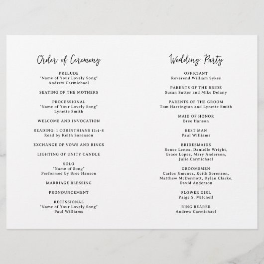 Natasha Monogram Modern Wedding Programma Flyer (Achterkant)