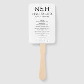 Natasha Monogram Modern Wedding Programma Handwaaier (Voorkant)
