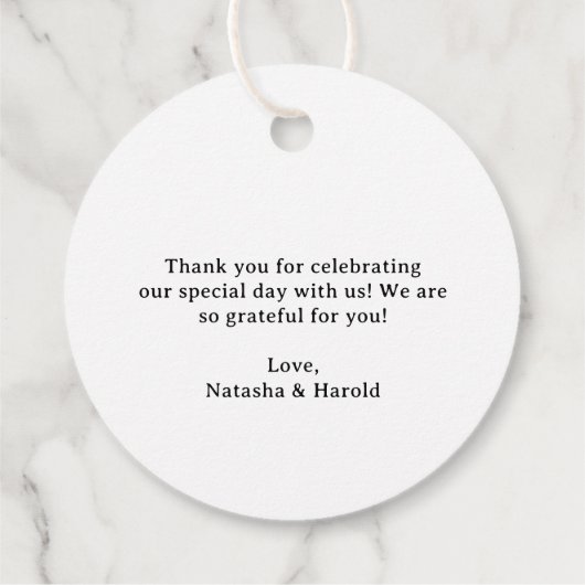 Natasha Monogram Moderne bruiloft Bedankjes Labels (Achterkant)